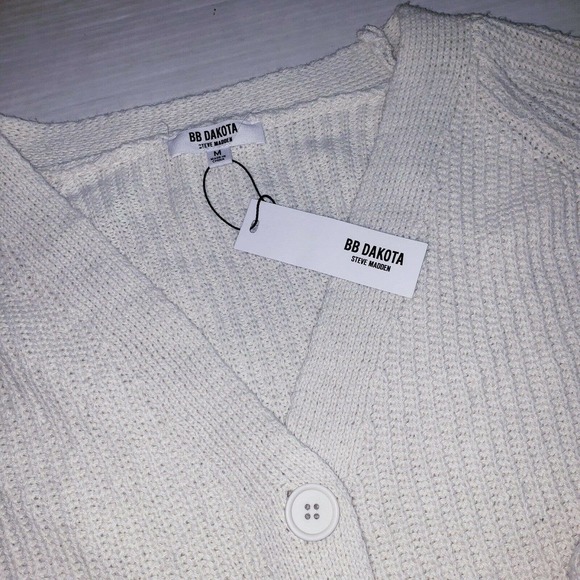 NEW BB Dakota Steve Madden Womens Off White Cream Button Cardigan Sweater Size M - Picture 6 of 9